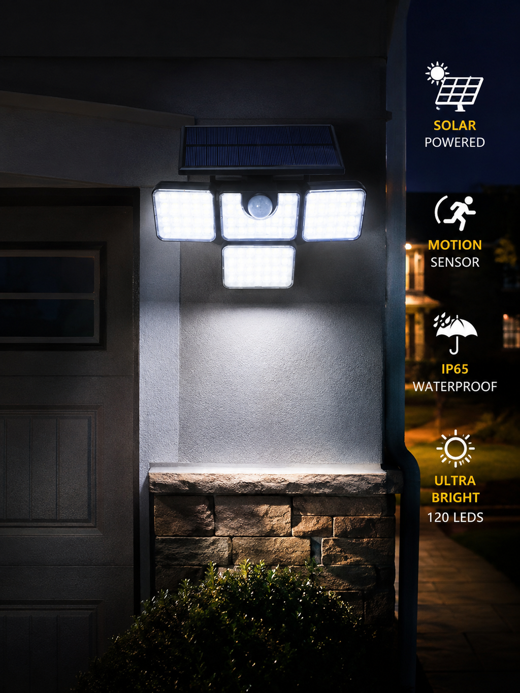 4-Head Solar Security Light