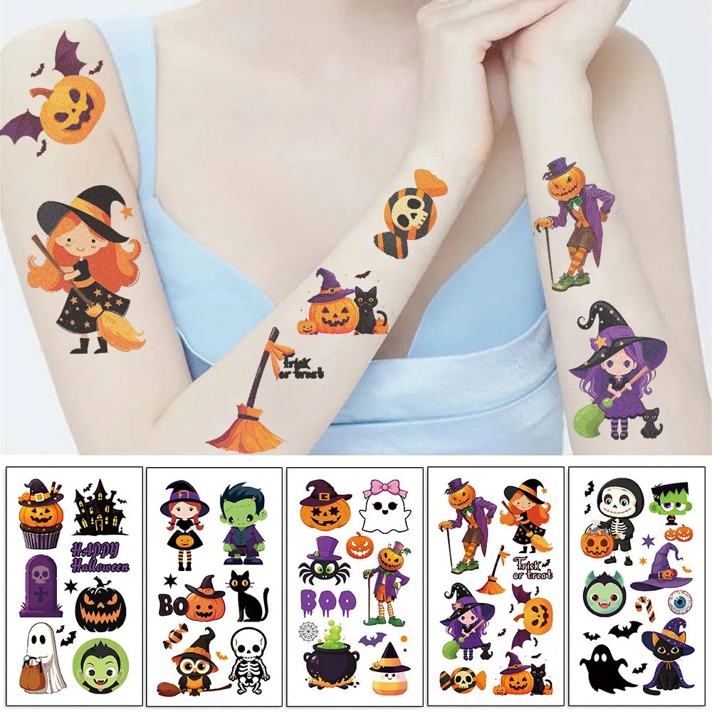 Kids Halloween Temporary Tattoos — 10 Sheets of Spooky Fun