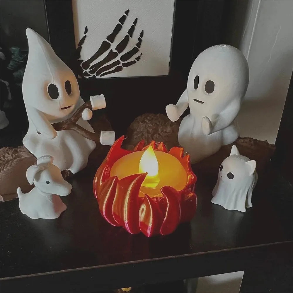 Ghost Campfire Halloween Decor Set | Spooky Outdoor & Indoor Scene