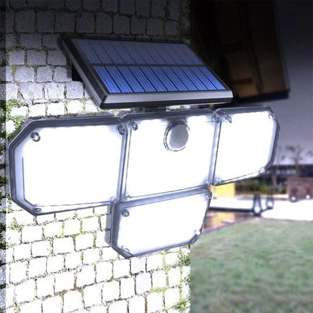 Outdoor Motion Sensor Lamp, 4-Head Solar Power Light, pack of 1