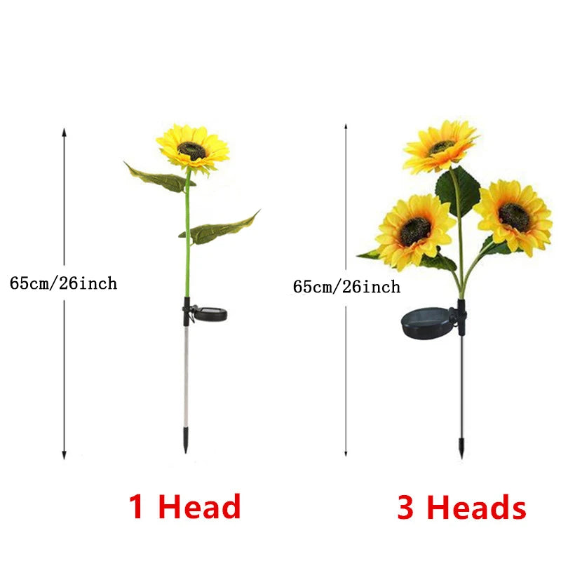 Solar Sunflower Garden Stake Lights-No Wires, Warm Glow