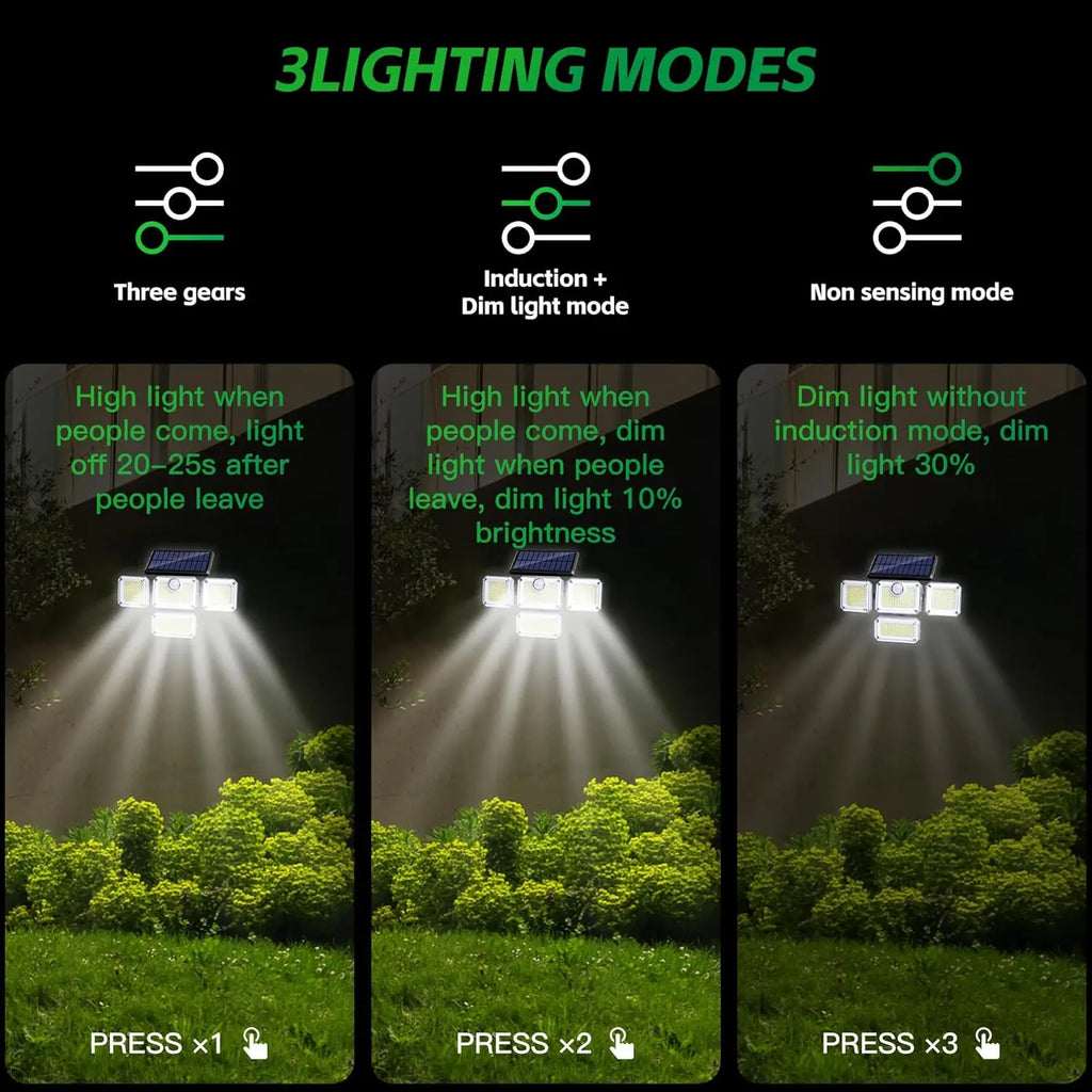 Outdoor Motion Sensor Lamp, 4-Head Solar Power Light, pack of 1