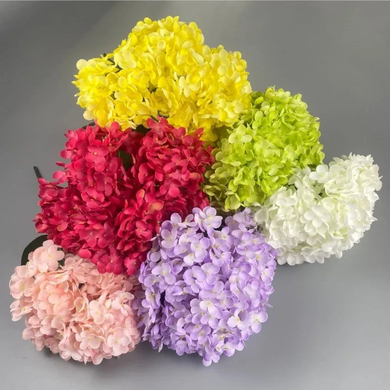 Hydrangea Bouquet Silk Artificial Flowers- 5 heads