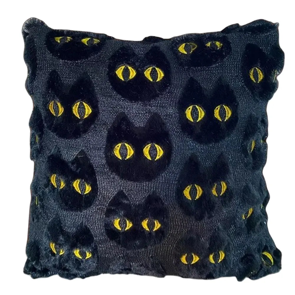 Halloween Pumpkin & Ghost Throw Pillow Cover | Plush Faux Fur