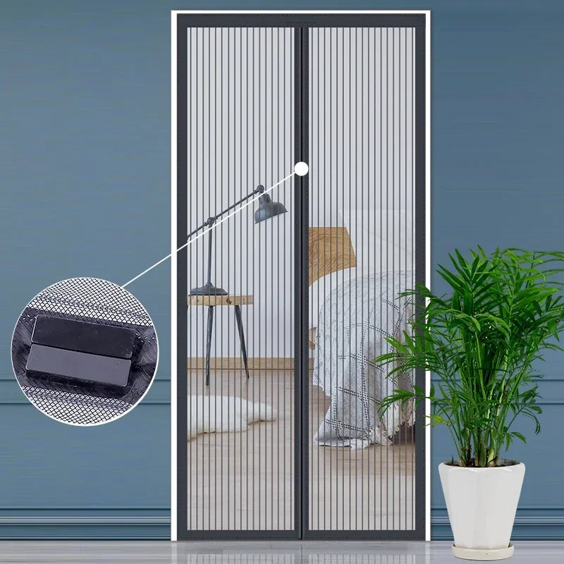 Magnetic Mesh Door Screen Curtain — Hands-Free Bug & Mosquito Protection