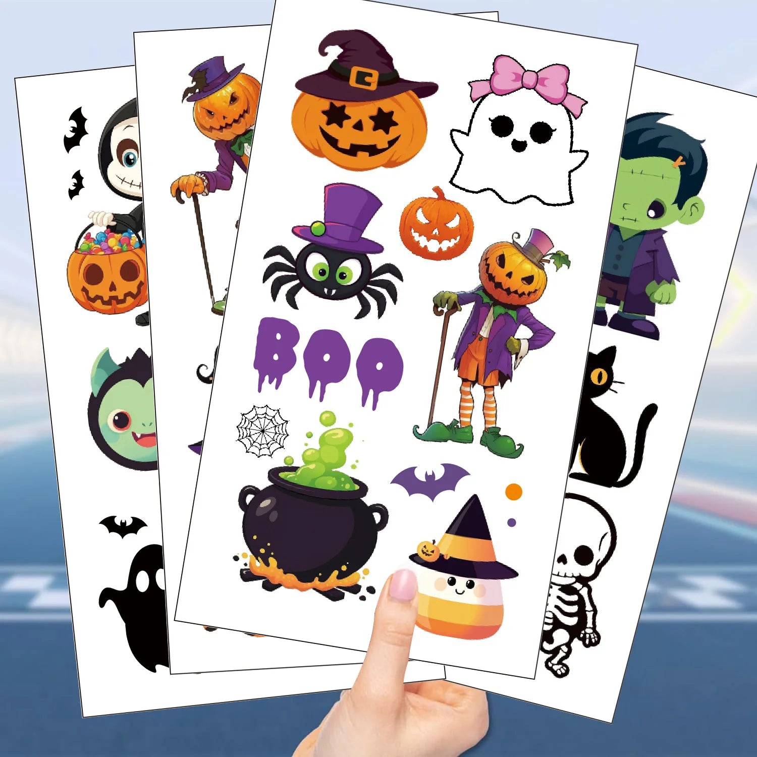 Kids Halloween Temporary Tattoos — 10 Sheets of Spooky Fun