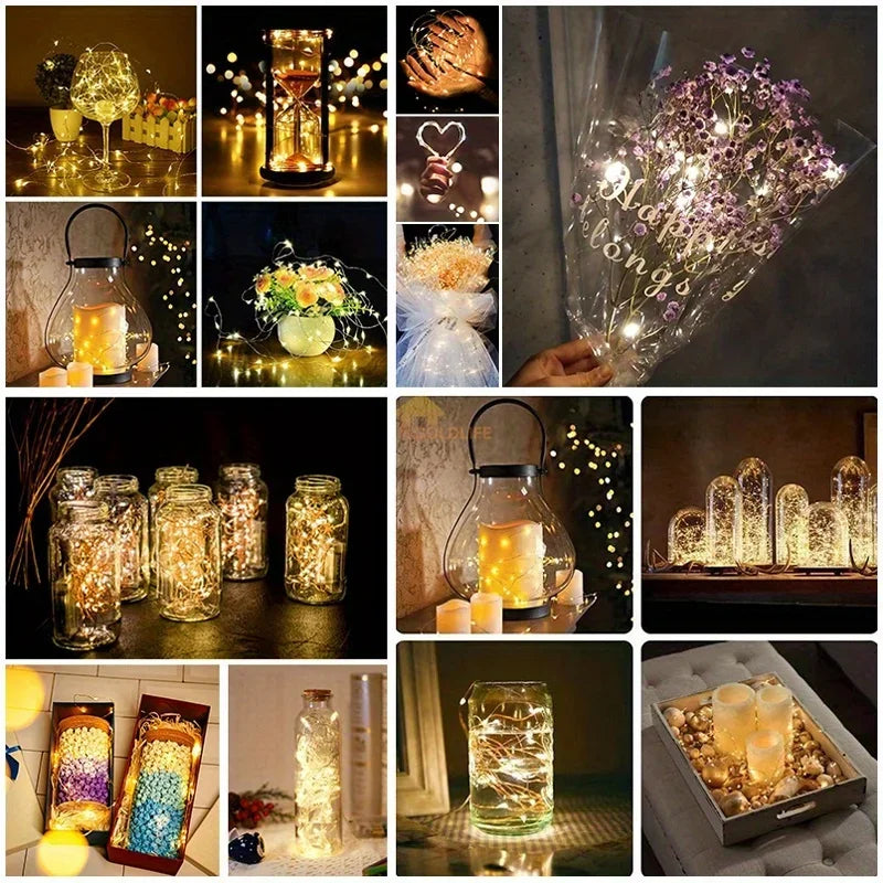 Mini Fairy Lights, 10 pack, waterproof, Copper With 3 Speed Modes for Christmas Decorations and Outdoor Use Battery Powered