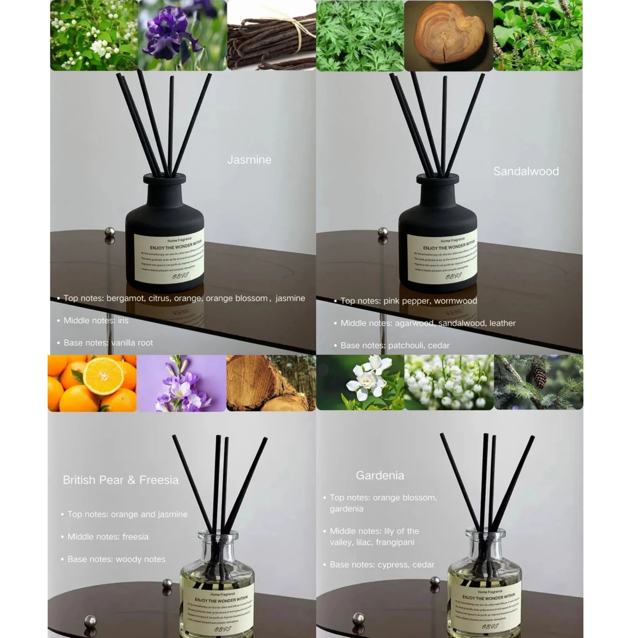 Luxury Reed Diffuser Set — 50ml Flameless Home Fragrance with Diffuser Sticks