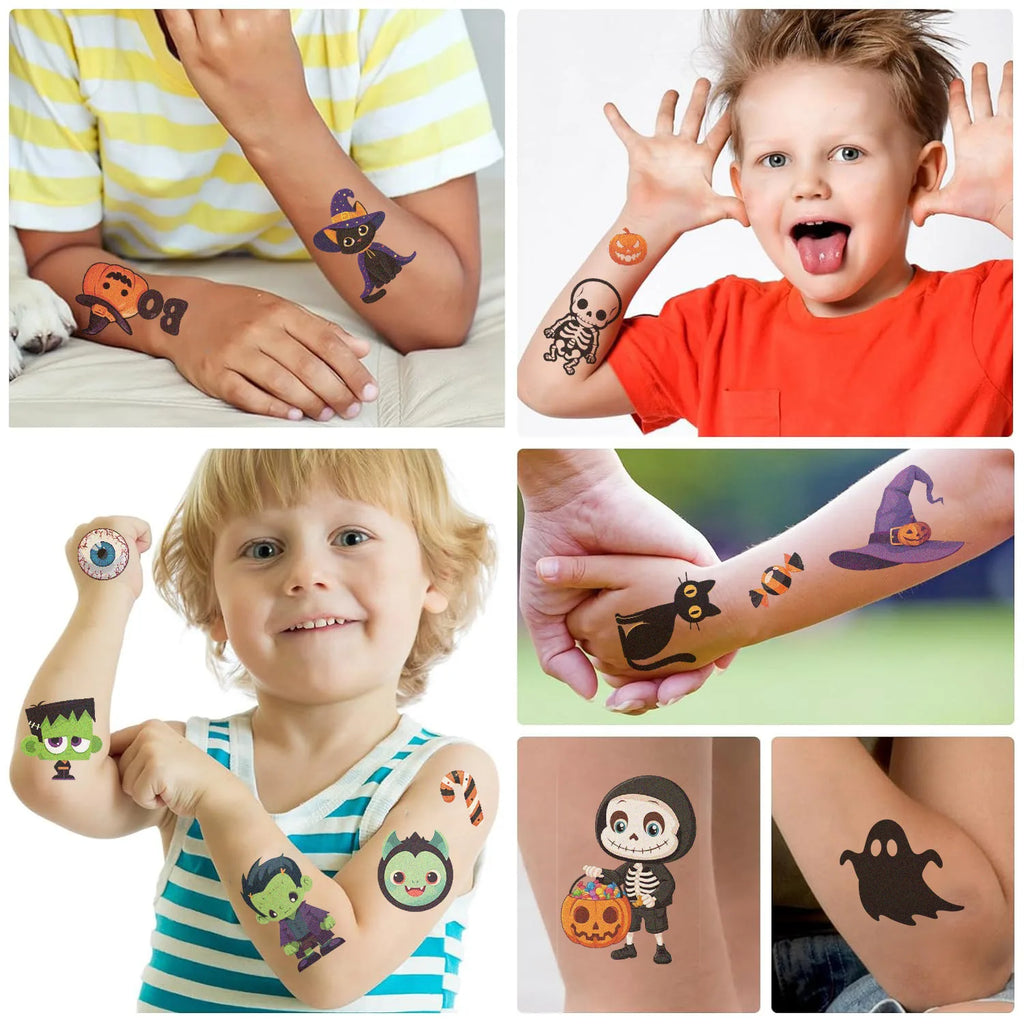 Kids Halloween Temporary Tattoos — 10 Sheets of Spooky Fun