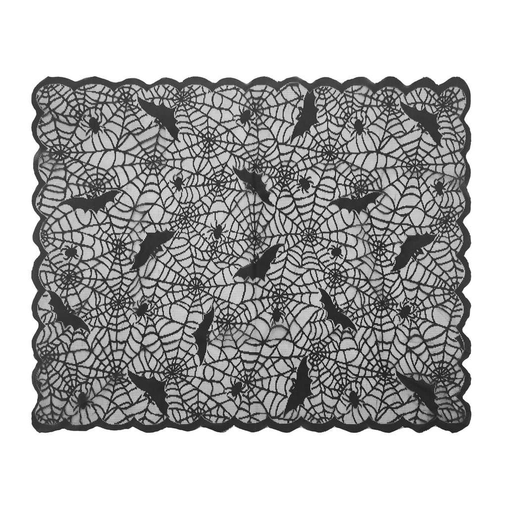 Hauntingly Beautiful Halloween Tablecloth — Bat & Skull Lace