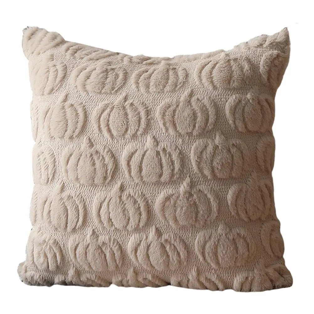 Halloween Pumpkin & Ghost Throw Pillow Cover | Plush Faux Fur