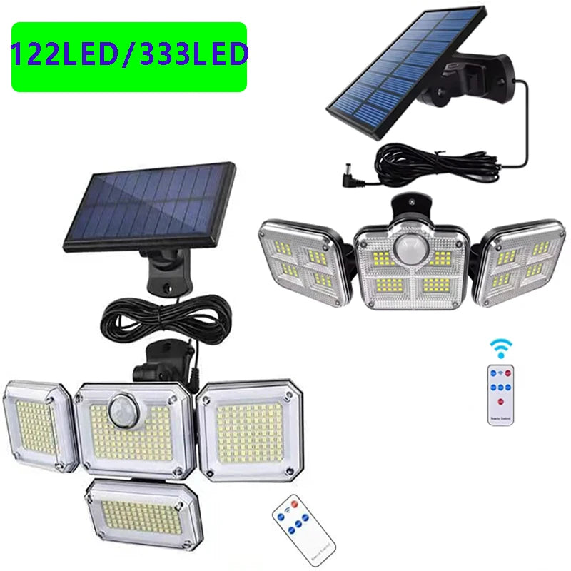 Outdoor Motion Sensor Lamp, 4-Head Solar Power Light, pack of 1