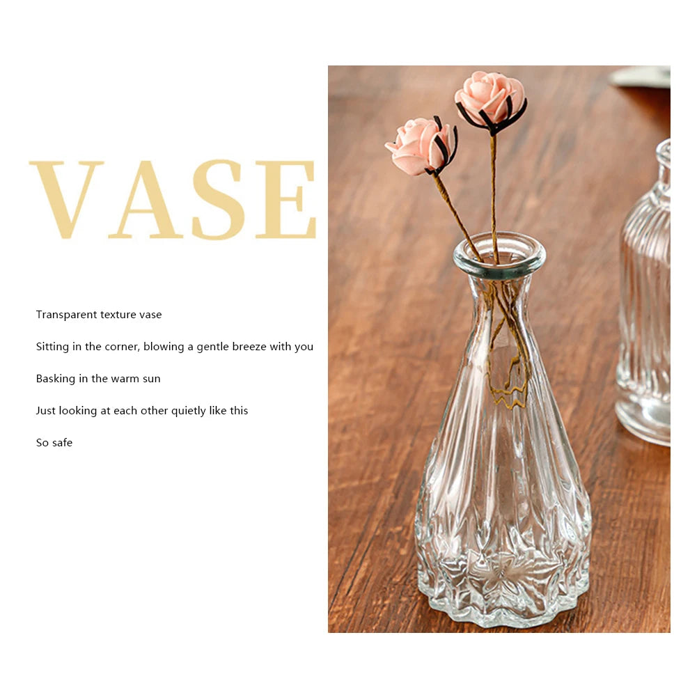 Vintage Embossed Glass Vase — Wide Mouth Hydroponic Flower & Home Decor