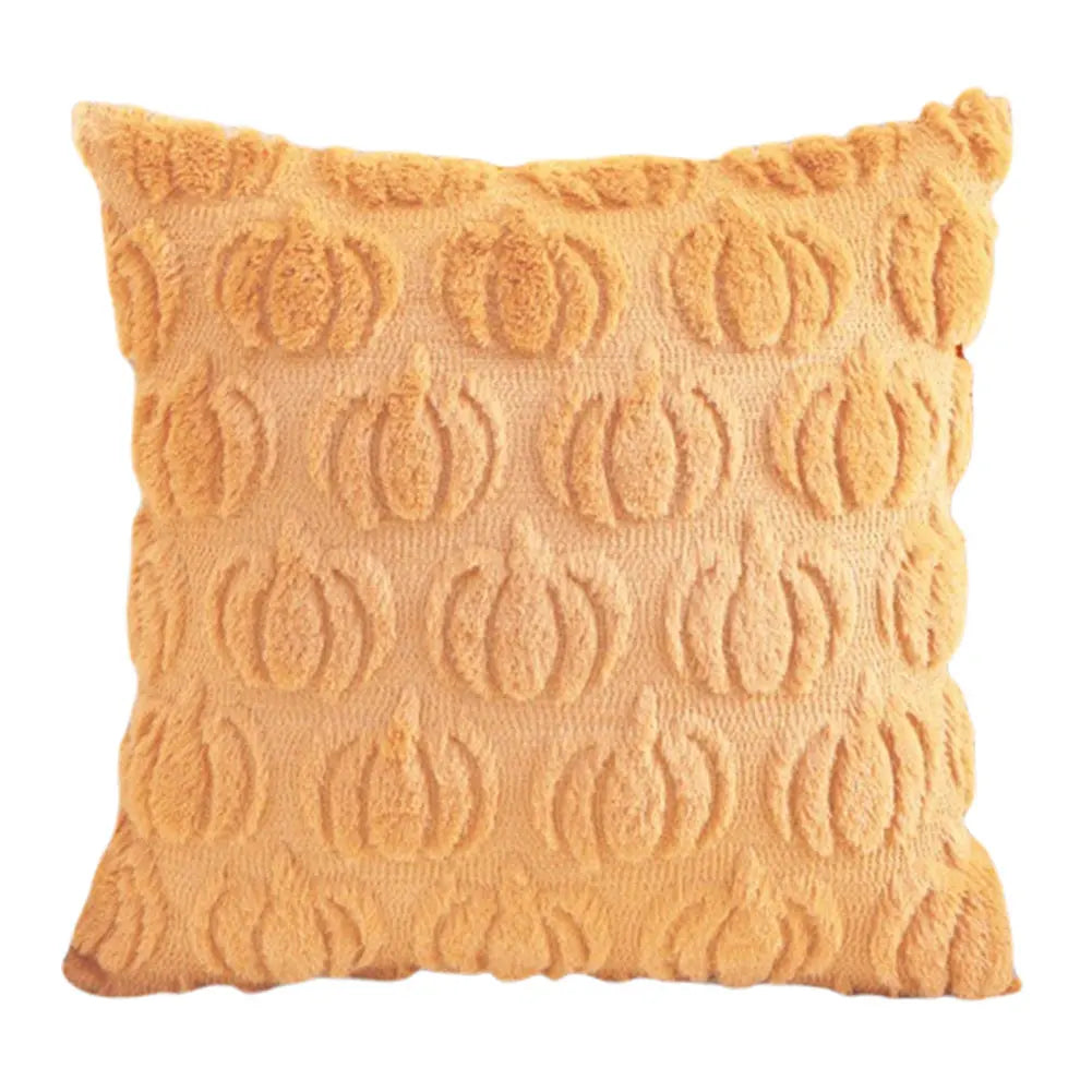 Halloween Pumpkin & Ghost Throw Pillow Cover | Plush Faux Fur
