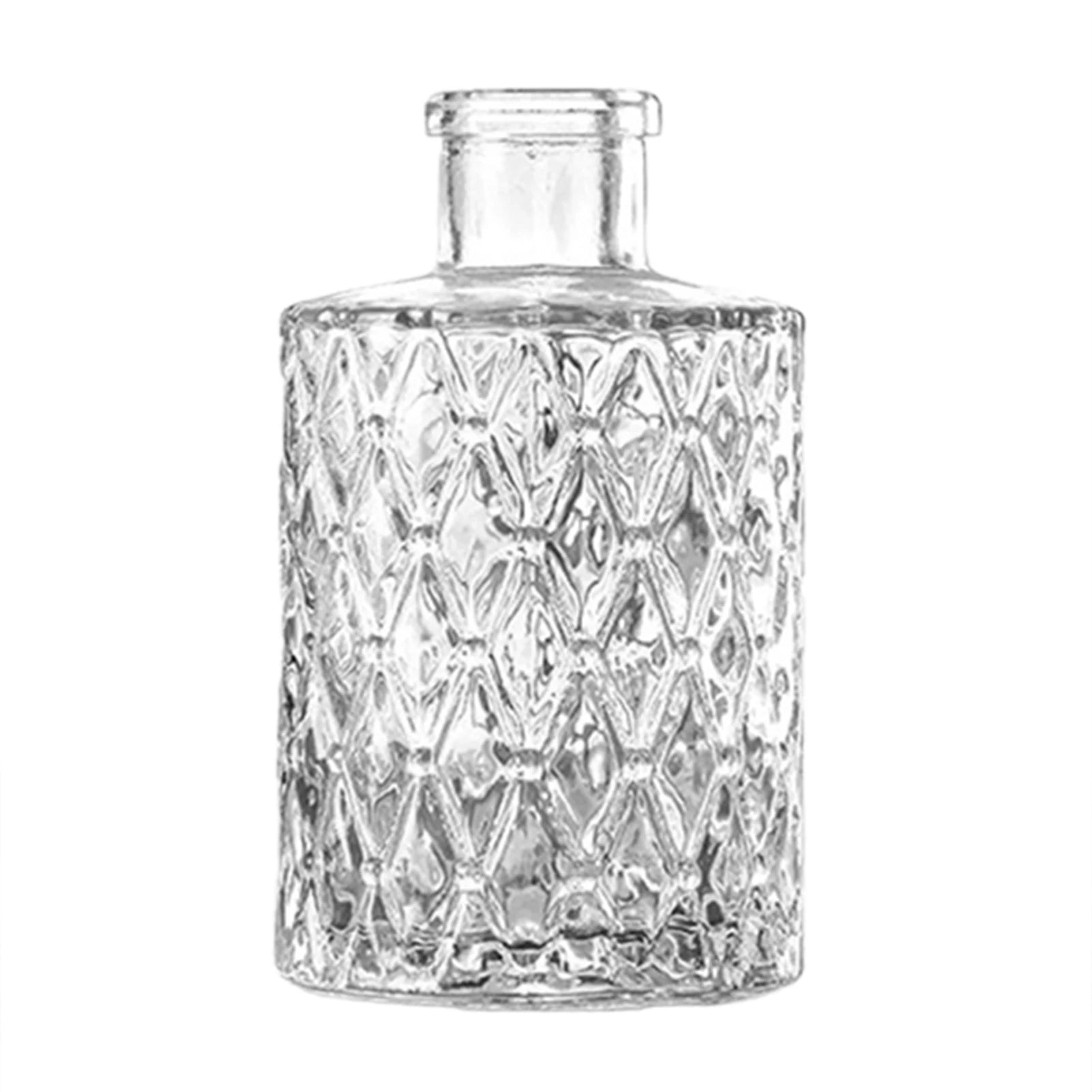 Vintage Embossed Glass Vase — Wide Mouth Hydroponic Flower & Home Decor