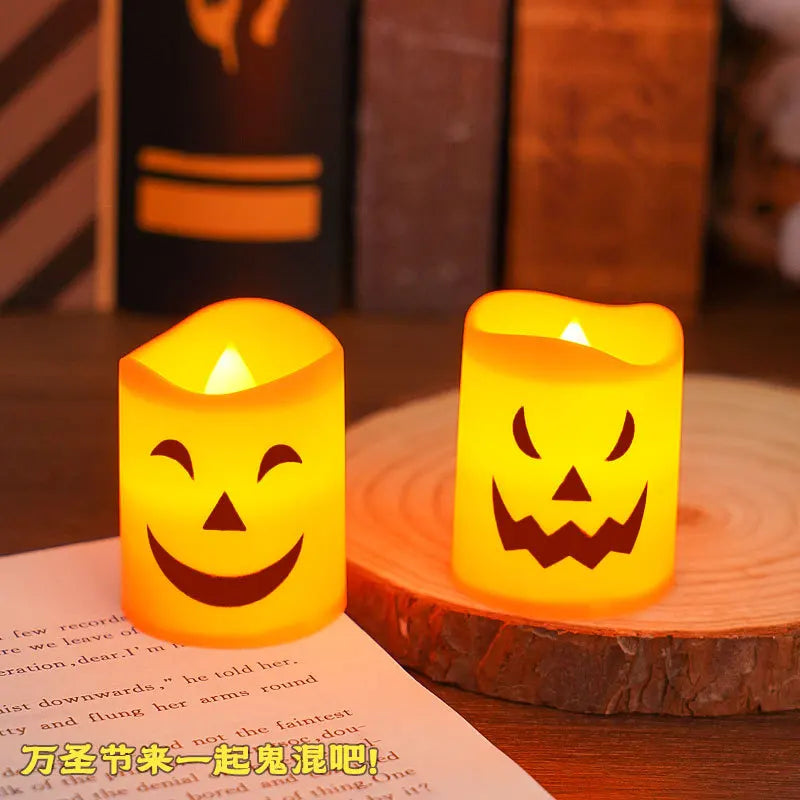Halloween LED Pumpkin Candle Lights | Set of 6 | Battery Powered