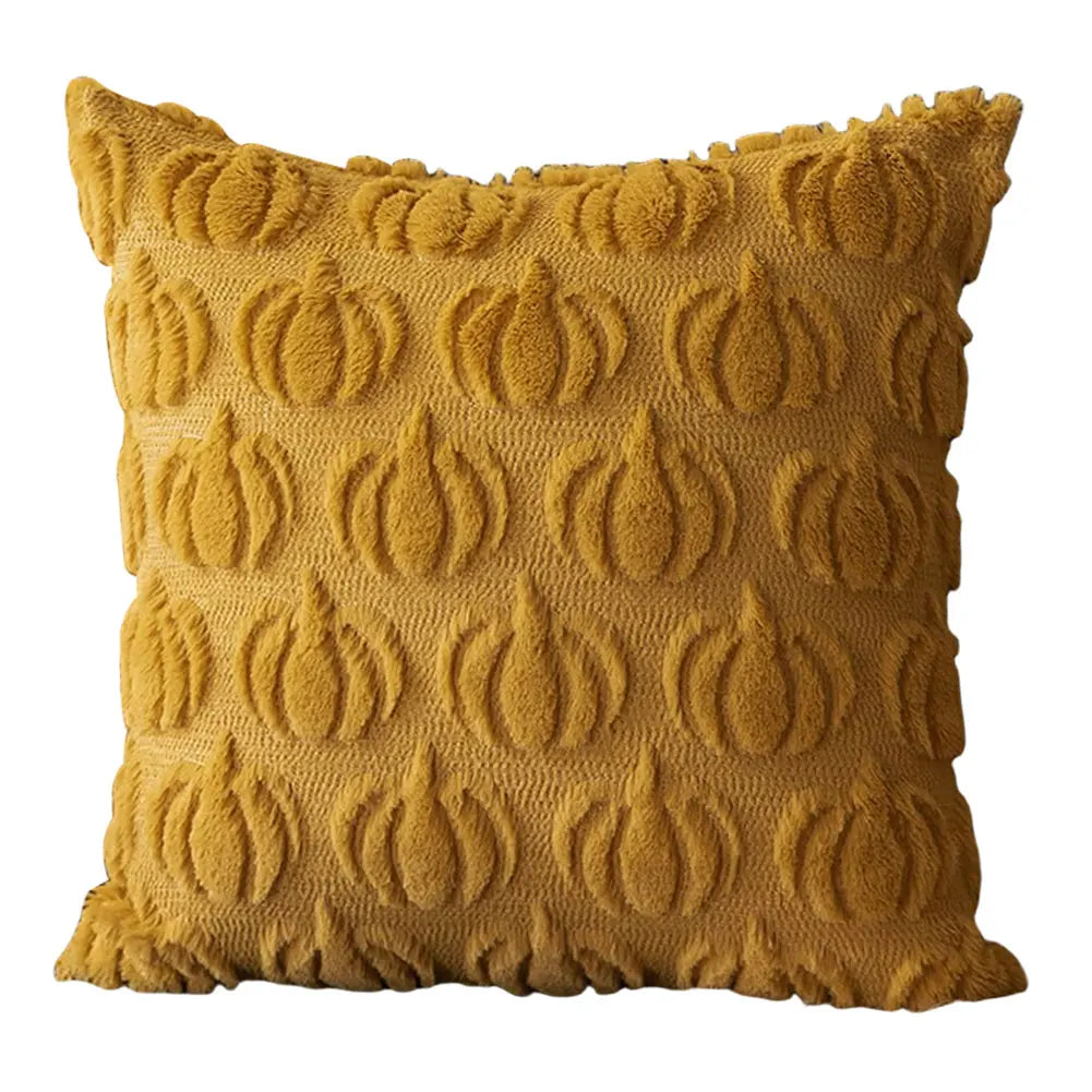 Halloween Pumpkin & Ghost Throw Pillow Cover | Plush Faux Fur