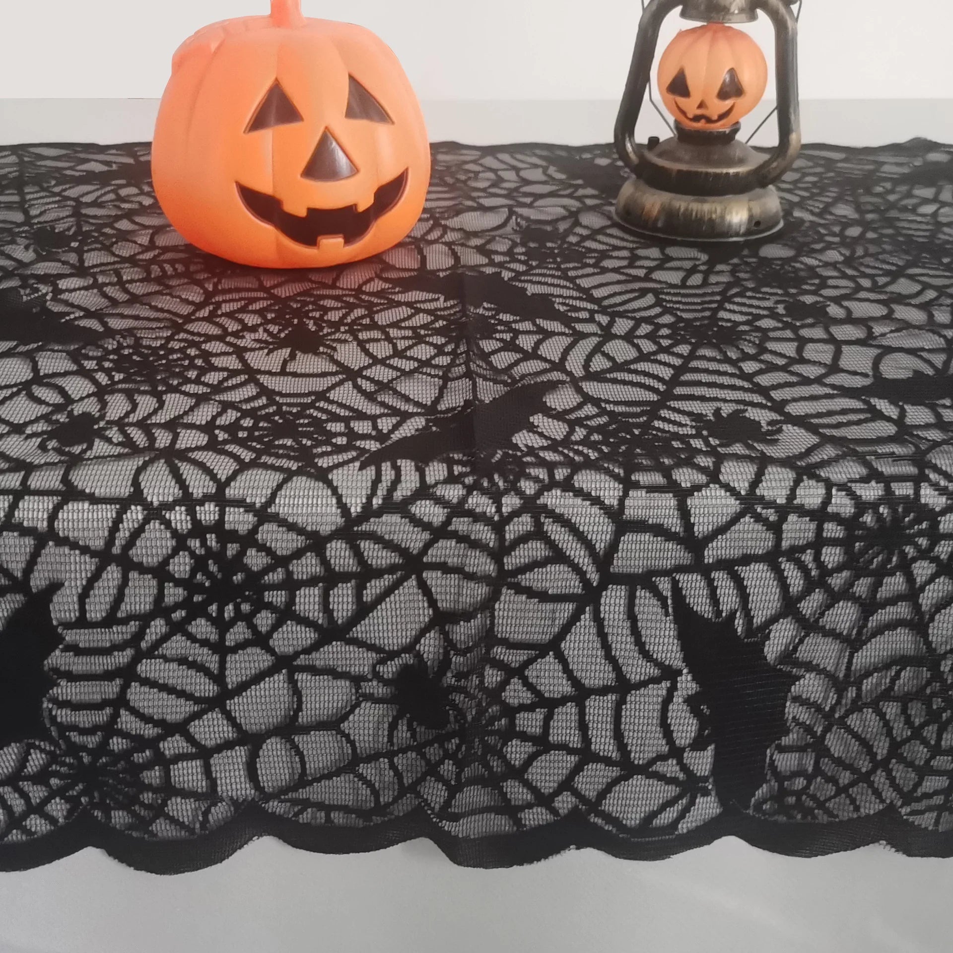 Hauntingly Beautiful Halloween Tablecloth — Bat & Skull Lace