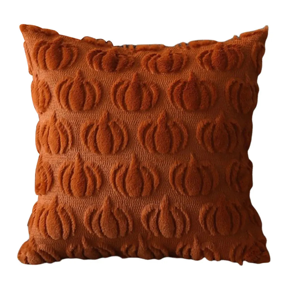 Halloween Pumpkin & Ghost Throw Pillow Cover | Plush Faux Fur