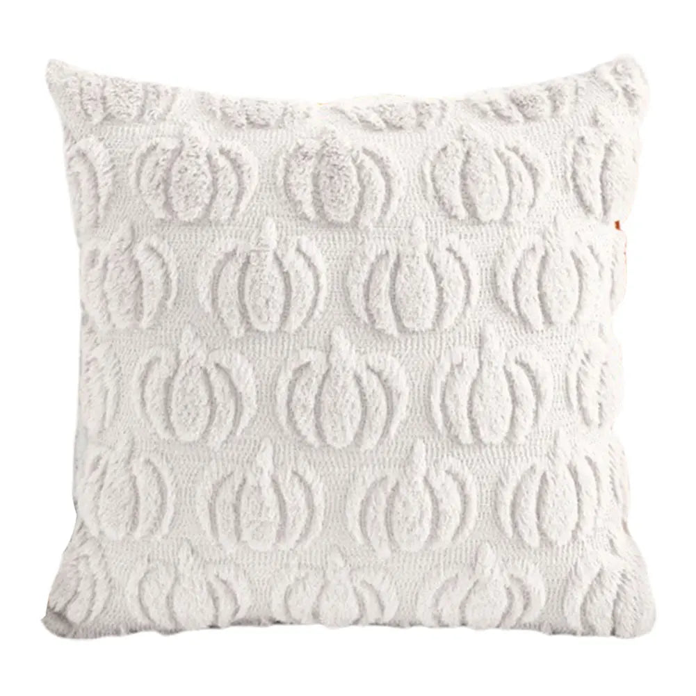 Halloween Pumpkin & Ghost Throw Pillow Cover | Plush Faux Fur