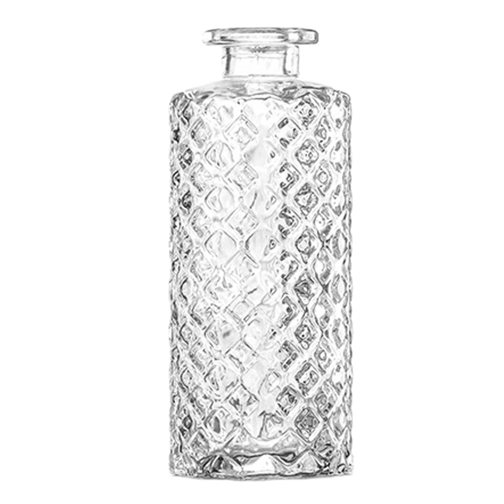 Vintage Embossed Glass Vase — Wide Mouth Hydroponic Flower & Home Decor