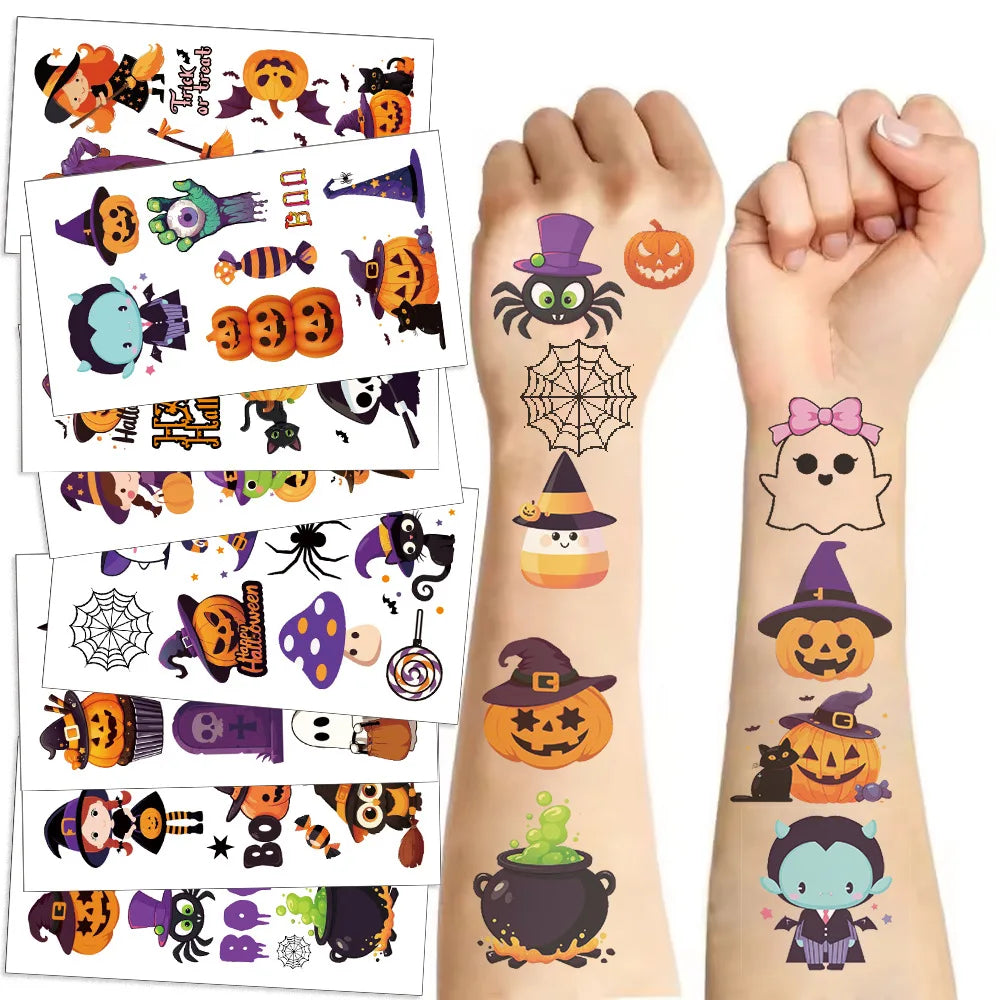 Kids Halloween Temporary Tattoos — 10 Sheets of Spooky Fun
