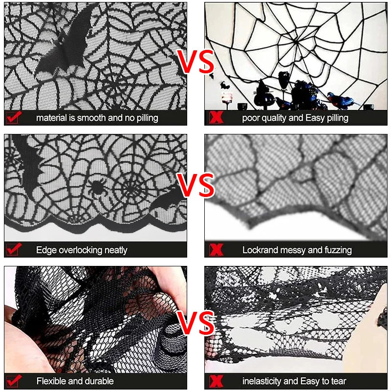 Hauntingly Beautiful Halloween Tablecloth — Bat & Skull Lace