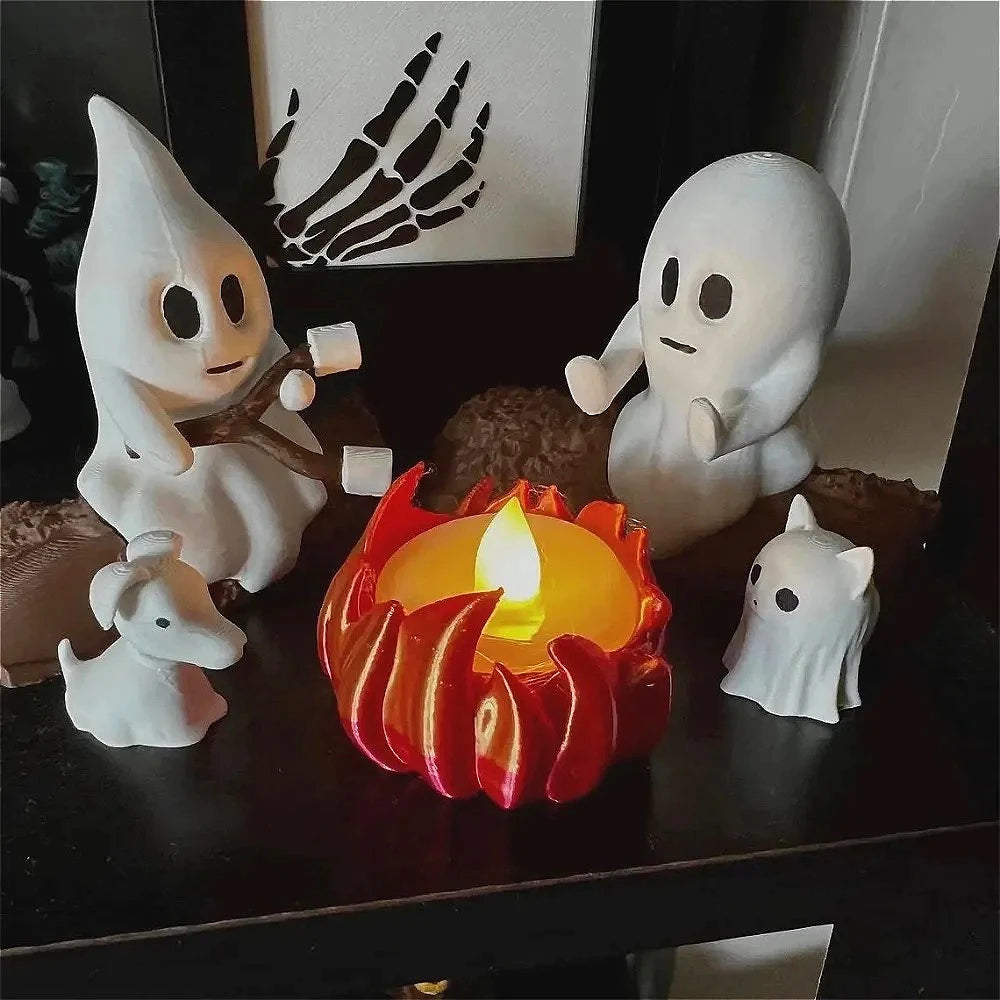 Ghost Campfire Halloween Decor Set | Spooky Outdoor & Indoor Scene