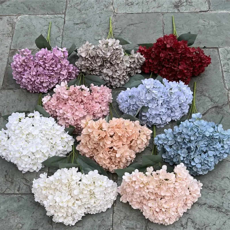 Hydrangea Bouquet Silk Artificial Flowers- 5 heads