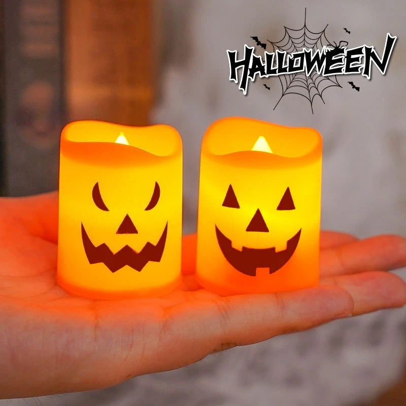 Halloween LED Pumpkin Candle Lights | Set of 6 | Battery Powered