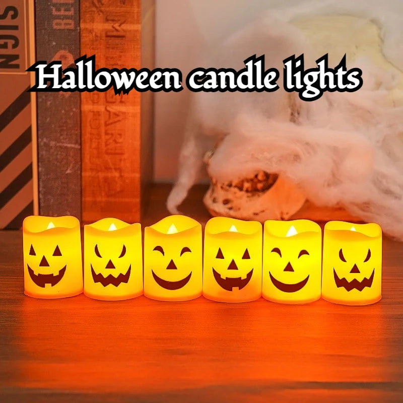 Halloween LED Pumpkin Candle Lights | Set of 6 | Battery Powered