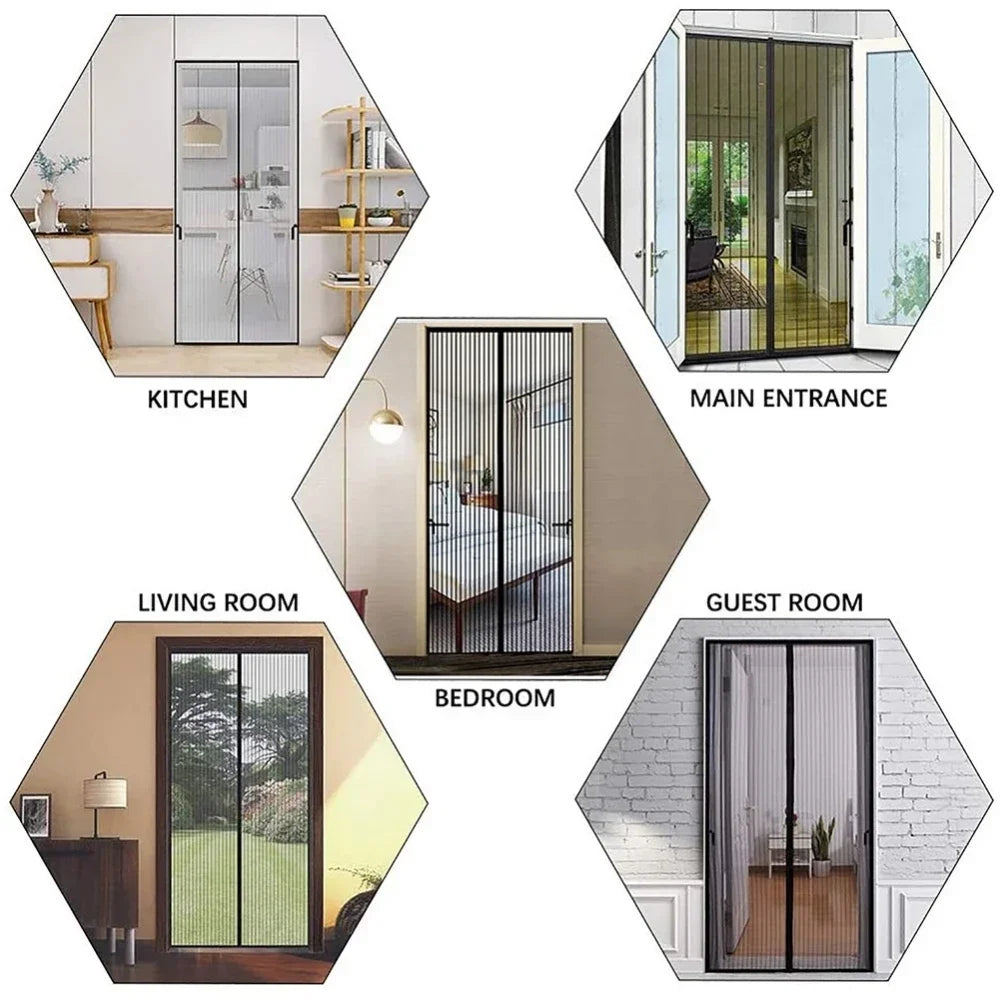 Magnetic Mesh Door Screen Curtain — Hands-Free Bug & Mosquito Protection