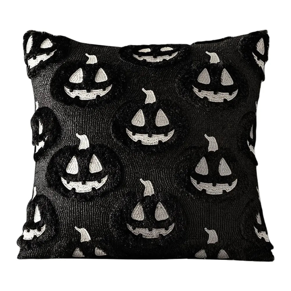 Halloween Pumpkin & Ghost Throw Pillow Cover | Plush Faux Fur