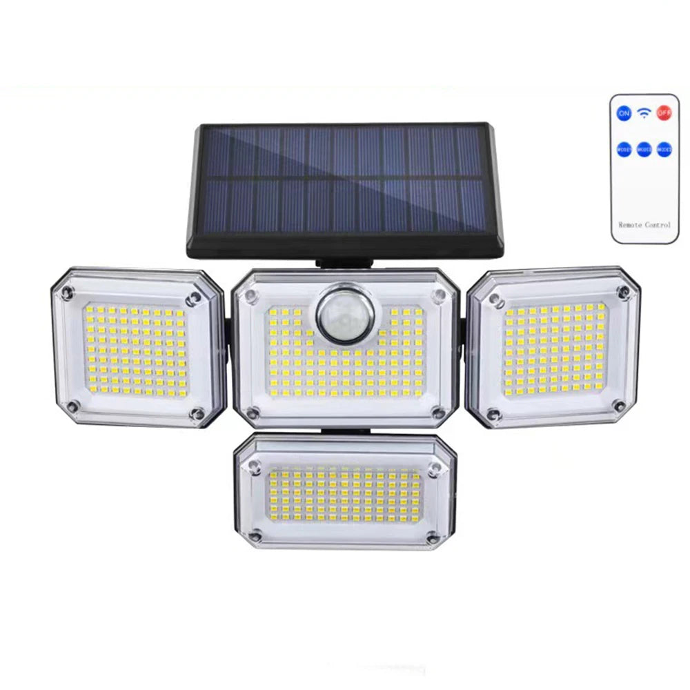 Outdoor Motion Sensor Lamp, 4-Head Solar Power Light, pack of 1