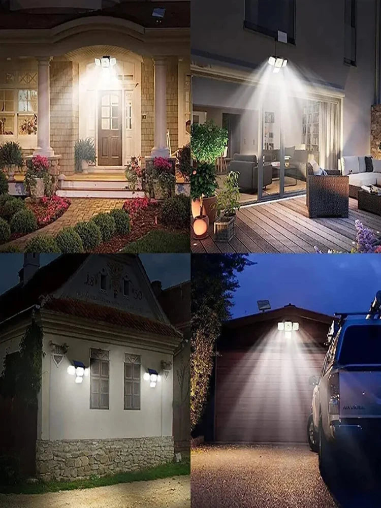 Outdoor Motion Sensor Lamp, 4-Head Solar Power Light, pack of 1
