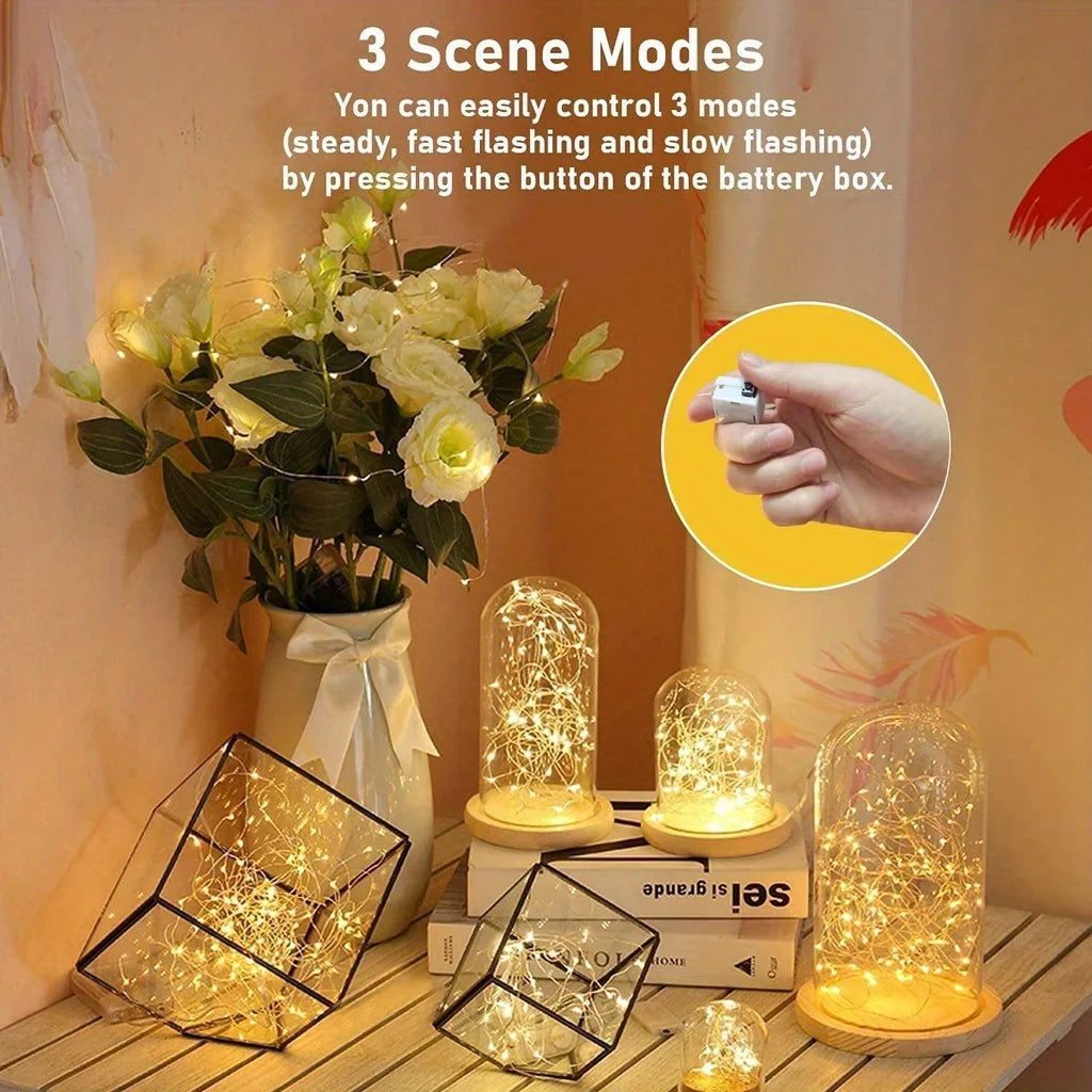 Mini Fairy Lights, 10 pack, waterproof, Copper With 3 Speed Modes for Christmas Decorations and Outdoor Use Battery Powered