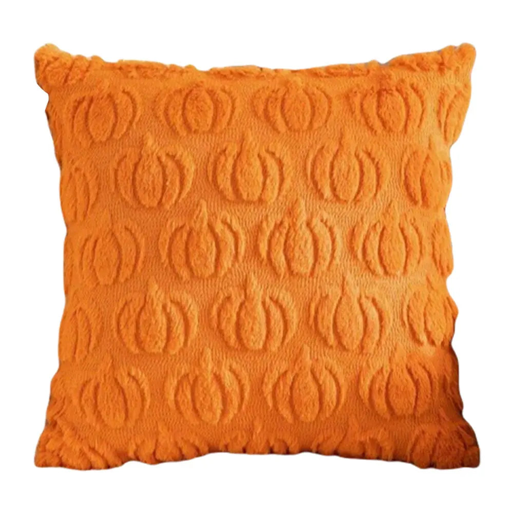Halloween Pumpkin & Ghost Throw Pillow Cover | Plush Faux Fur