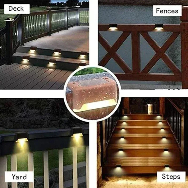 Solar LED Lights Deck Stairs- Waterproof Solar Step Lamp Patio Garden Decor