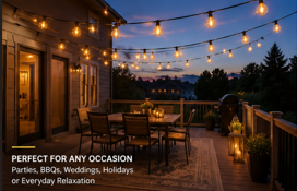 Premium Outdoor String Lights — Warm White Globe Bulbs for Patios, Pergolas & Gardens