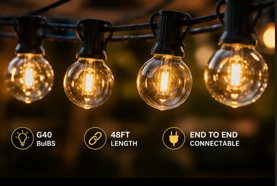 Premium Outdoor String Lights — Warm White Globe Bulbs for Patios, Pergolas & Gardens