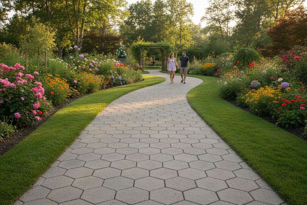 Hexagon Paved Garden Pathway