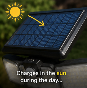 4-Head Solar Motion Sensor Light — 120 LED, IP65 Waterproof
