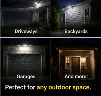 4-Head Solar Motion Sensor Light — 120 LED, IP65 Waterproof