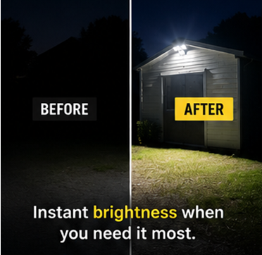4-Head Solar Motion Sensor Light — 120 LED, IP65 Waterproof