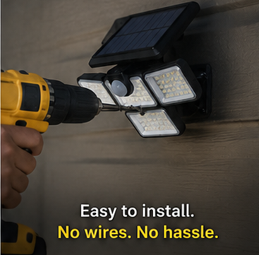 4-Head Solar Motion Sensor Light — 120 LED, IP65 Waterproof